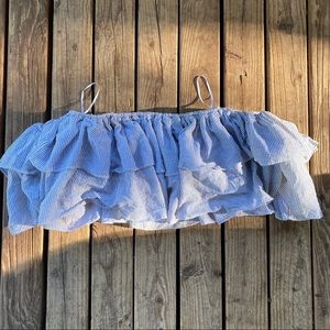 Striped off shoulder ruffle crop top